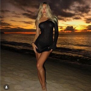 Asta Resort Maya Black One-Shoulder Mini Dress